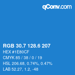カラーコード: RGB 30.7 128.6 207 | qconv.com