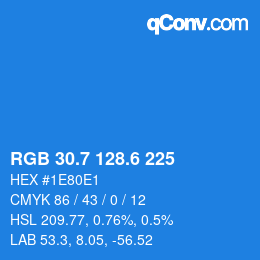 カラーコード: RGB 30.7 128.6 225 | qconv.com