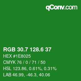 カラーコード: RGB 30.7 128.6 37 | qconv.com