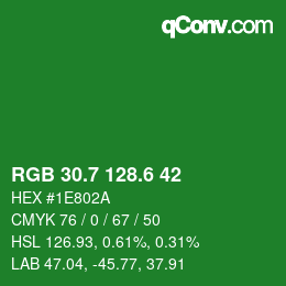 カラーコード: RGB 30.7 128.6 42 | qconv.com