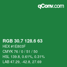 カラーコード: RGB 30.7 128.6 63 | qconv.com