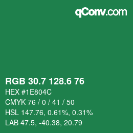 カラーコード: RGB 30.7 128.6 76 | qconv.com