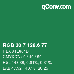 カラーコード: RGB 30.7 128.6 77 | qconv.com