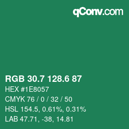 カラーコード: RGB 30.7 128.6 87 | qconv.com
