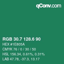 カラーコード: RGB 30.7 128.6 90 | qconv.com