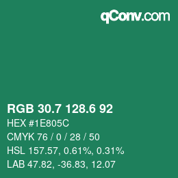カラーコード: RGB 30.7 128.6 92 | qconv.com