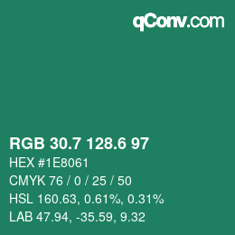 カラーコード: RGB 30.7 128.6 97 | qconv.com