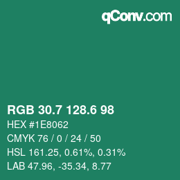 カラーコード: RGB 30.7 128.6 98 | qconv.com