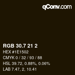 カラーコード: RGB 30.7 21 2 | qconv.com