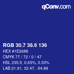 カラーコード: RGB 30.7 38.6 136 | qconv.com