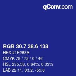 カラーコード: RGB 30.7 38.6 138 | qconv.com