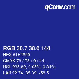 カラーコード: RGB 30.7 38.6 144 | qconv.com
