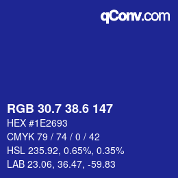 カラーコード: RGB 30.7 38.6 147 | qconv.com