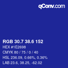 カラーコード: RGB 30.7 38.6 152 | qconv.com