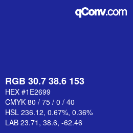 カラーコード: RGB 30.7 38.6 153 | qconv.com