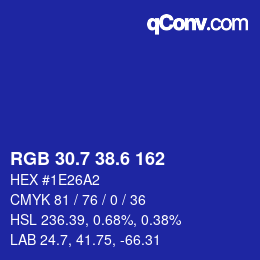 カラーコード: RGB 30.7 38.6 162 | qconv.com