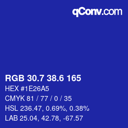カラーコード: RGB 30.7 38.6 165 | qconv.com