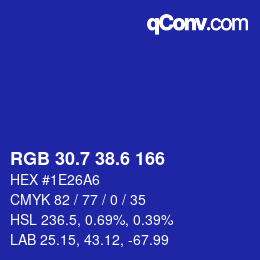 カラーコード: RGB 30.7 38.6 166 | qconv.com