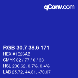 カラーコード: RGB 30.7 38.6 171 | qconv.com