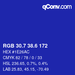 カラーコード: RGB 30.7 38.6 172 | qconv.com