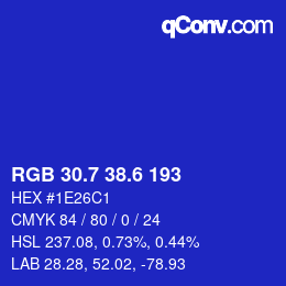 カラーコード: RGB 30.7 38.6 193 | qconv.com