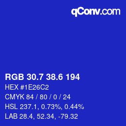 カラーコード: RGB 30.7 38.6 194 | qconv.com