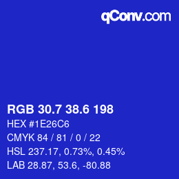 カラーコード: RGB 30.7 38.6 198 | qconv.com