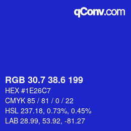 カラーコード: RGB 30.7 38.6 199 | qconv.com