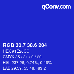 カラーコード: RGB 30.7 38.6 204 | qconv.com