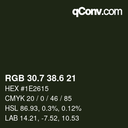 カラーコード: RGB 30.7 38.6 21 | qconv.com