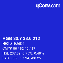 カラーコード: RGB 30.7 38.6 212 | qconv.com