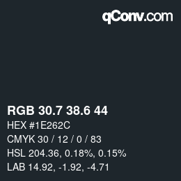 カラーコード: RGB 30.7 38.6 44 | qconv.com