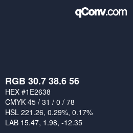カラーコード: RGB 30.7 38.6 56 | qconv.com