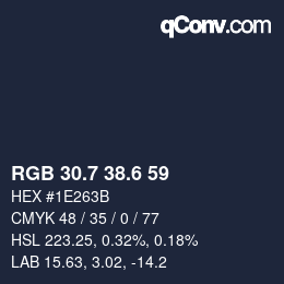 カラーコード: RGB 30.7 38.6 59 | qconv.com