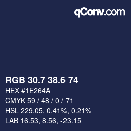 カラーコード: RGB 30.7 38.6 74 | qconv.com