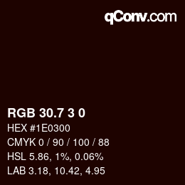 カラーコード: RGB 30.7 3 0 | qconv.com