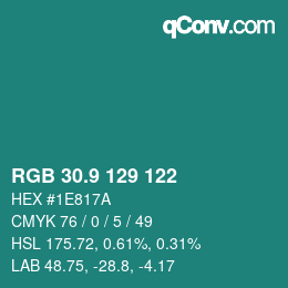 Color code: RGB 30.9 129 122 | qconv.com