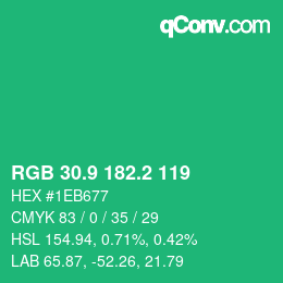カラーコード: RGB 30.9 182.2 119 | qconv.com