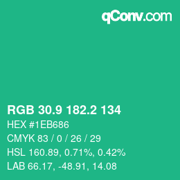 カラーコード: RGB 30.9 182.2 134 | qconv.com