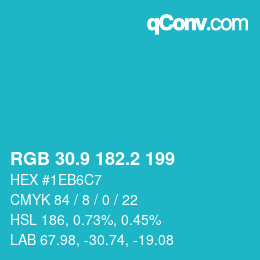 カラーコード: RGB 30.9 182.2 199 | qconv.com