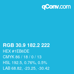 Color code: RGB 30.9 182.2 222 | qconv.com