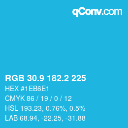 カラーコード: RGB 30.9 182.2 225 | qconv.com