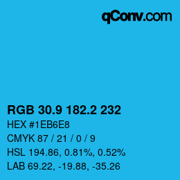 Color code: RGB 30.9 182.2 232 | qconv.com