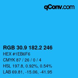 Color code: RGB 30.9 182.2 246 | qconv.com