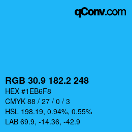 Color code: RGB 30.9 182.2 248 | qconv.com