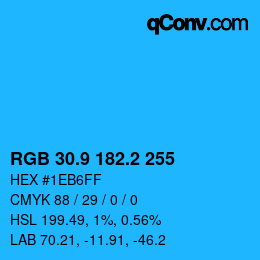 Color code: RGB 30.9 182.2 255 | qconv.com