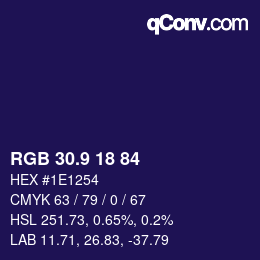 Color code: RGB 30.9 18 84 | qconv.com