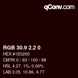 Color code: RGB 30.9 2.2 0 | qconv.com