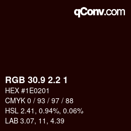 Color code: RGB 30.9 2.2 1 | qconv.com