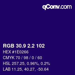 カラーコード: RGB 30.9 2.2 102 | qconv.com
